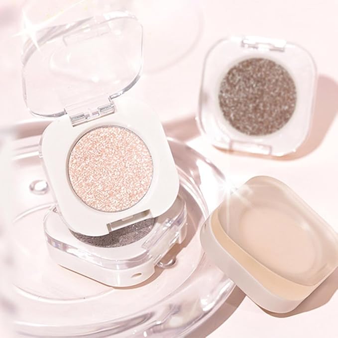 2Pcs Single Color Glitter Eyeshadow, Light Monochrome Pressed Glitter Matte Shimmer Eyeshadow, Talc-Free, Paraben-Free, Cruelty-Free, Lightweight Long-Lasting Single Eyeshadow Palette 10#+11#