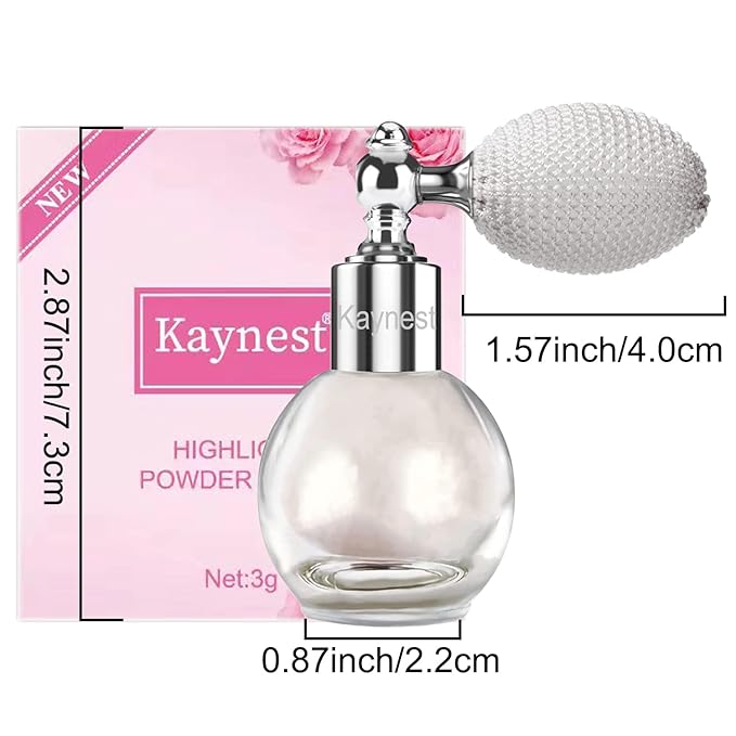 Highlighter Powder Spray, Longwear Glitter Spray for Body, Face, Hair, Shimmer Powder High Gloss Loose Powder Makeup Mist for Festive Party, Stage Shows, Nightclubs, Bar(1#Pearl White)