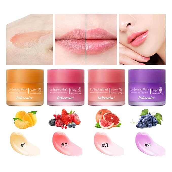 Hydrating Lip Sleeping Mask, Long Lasting Hydrating Night Lip Balms for Intensive Moisturizing and Care, Prevention Dry and Crack (PEACH) 0.7 OZ