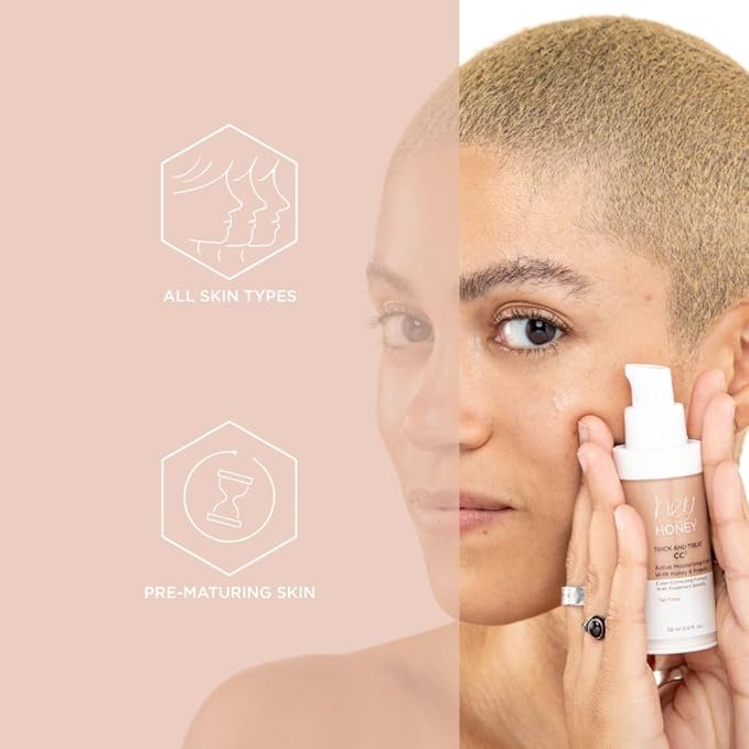 Hey Honey Trick and Treat CC² Cream SPF 46 | Active Moisturizing Color Correcting Cream with Honey & Propolis | Best Cover For Rosacea, Skin Redness & Mature Skin | Cruelty-Free | 1 oz (Deep Tan)