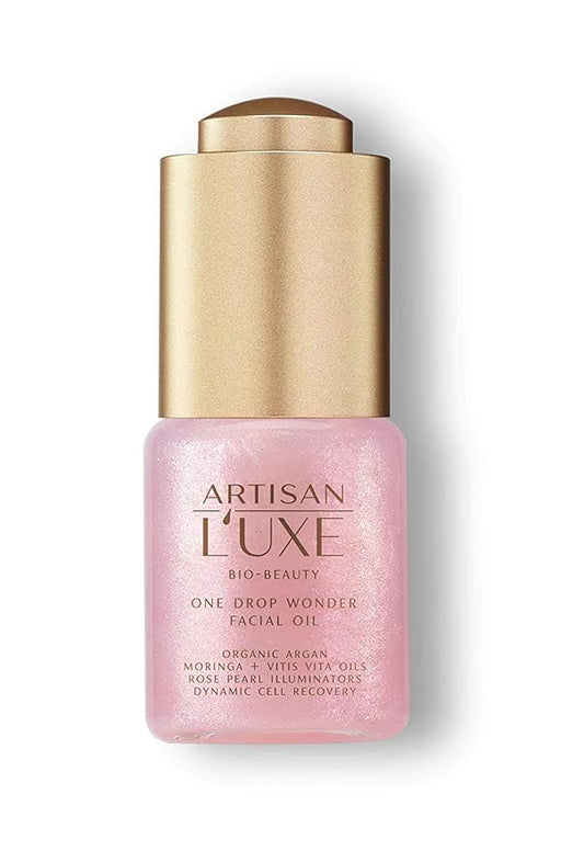 Artisan L’uxe One Drop Wonder Facial Oil Radiant Facial Oils with Rose Pearl Illuminators Organic Argan & Moroccan Hydrating Face Oil Anti Aging Skin Care Facial Oil Rose Oil 0.5 Oz.