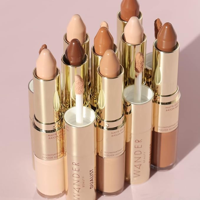 Wander Beauty Dualist Matte and Illuminating Concealer Makeup - Golden Rich - Dual-Ended Matte Concealer Stick + Liquid Concealer - Full Coverage Concealer Brightens & Hydrates Under Eyes - 0.28 fl oz