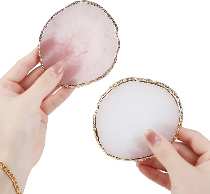 2Pack Resin Nail Art Palette,Nail Art Color Mixing Palette,Nail Art Painting Gel Palette Manicure Tool, Cosmetic Artist Mixing Palette(Pink & White)