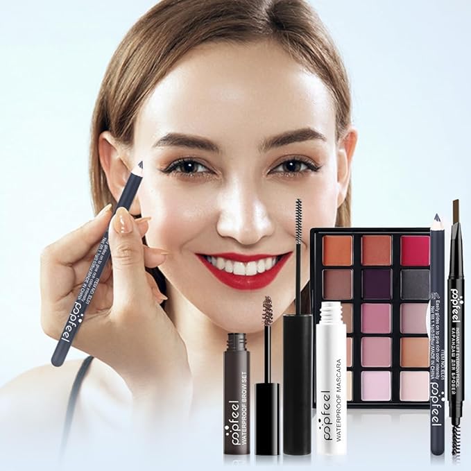 All in One Eyeshadow Palette Makeup Set, Makeup Kit with Primer, Mascara, Concealer Palette, Lip Stick, Brow Pen, Travel Makeup Bundle Holiday Surprising Makeup Gift Box for Women Girl