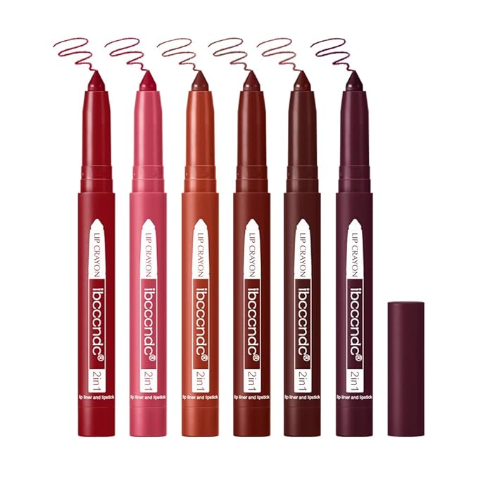 ibcccndc 6PCS Lip Liner and Lipstick Set - High Pigmented Creamy Matte Lip Liner Pencil Set for Girls and Women, Lip Makeup Gift Sets - Waterproof Formula (B)
