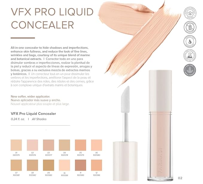 FARMASI Vfx Pro Liquid Concealer Makeup, All-in-one Full Coverage, Highly Pigmented Concealer for All Skin Type, Hide Shadows & Imperfections, Enhance Skin Fullness Foundation Concealer 0,24 Fl Oz C06