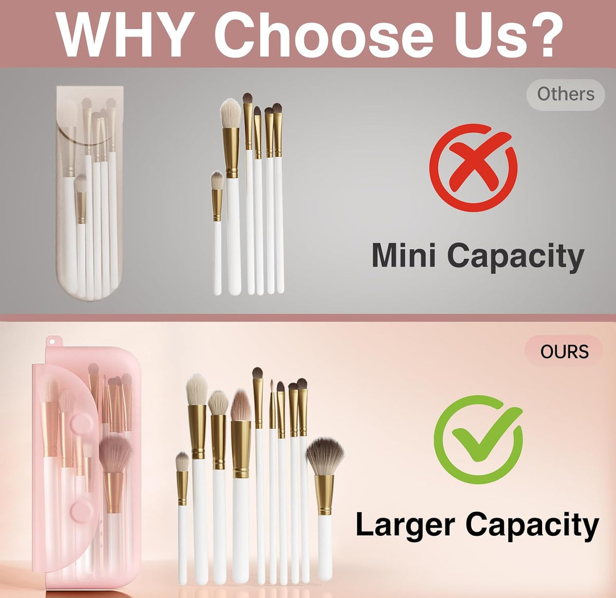 Silicone Makeup Brush Holder Large Travel Makeup Brush Case Original Design Brushes Holder with Magnetic Closure White