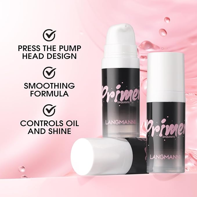 LANGMANNI Matte Grip Face Primer, Transparent Skin Perfecting Hydrating Primer,Unique Smooth Gel-Based Primer Essential For Longlasting Perfection Face Makeup (0.33 Fl Oz, 3)