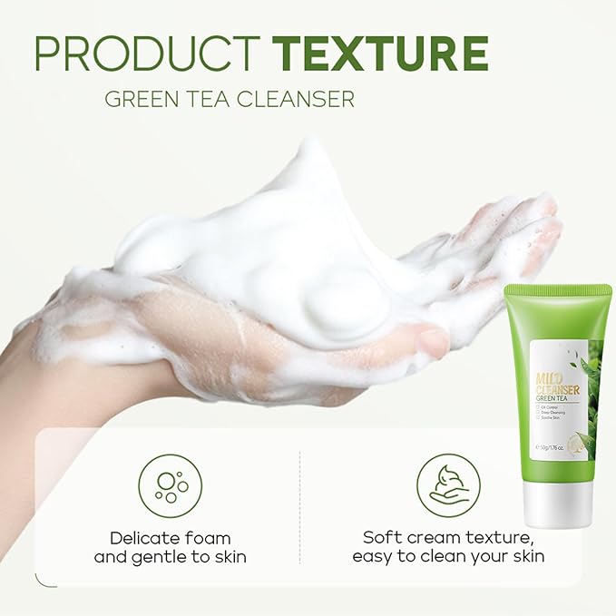 Skin Care Products Set, Green Tea Skin Care Sets, Women Gift Sets,Skin Care Routine Kit with Toner, Serum, Face Cream, Eye Cream Cleanser, Sleep Mask,Korean Beauty Products (SetD)