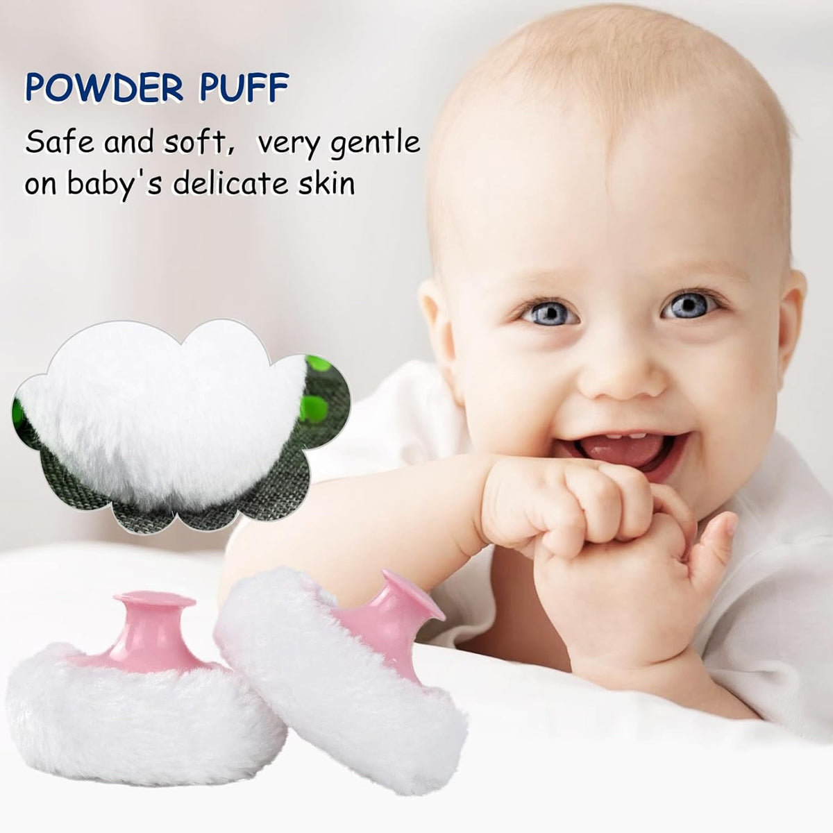 Body Powder Puff and Container for Dusting Powder, Women Powder Puff and Powder Case for Bath and Travel (Persimmon)