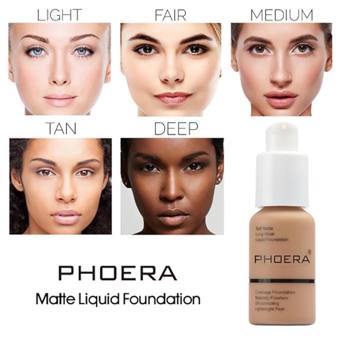 2Pcs Liquid Foundation Full Coverage 24HR Matte Oil Control Concealer 30ml (Nude & Buff Beige) with Kabuki Foundation Brush Flat Top (1pcs-103)