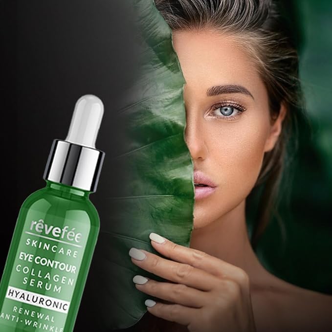 collagen hyaluronic eye serum; reduces dark circles, puffiness, fine lines and eye bags., Yellow