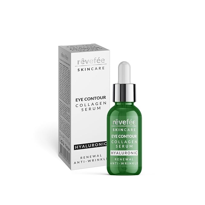 collagen hyaluronic eye serum; reduces dark circles, puffiness, fine lines and eye bags., Yellow