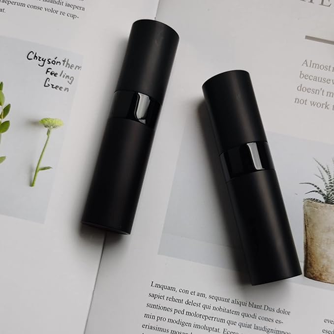 2 PCS/8ml Portable Mini Perfume Atomizer bottles, Empty Refillable Spray Bottle with 3 Types of Refill Tools, Pocket Travel Perfume Sample Bottles(Matte Black)