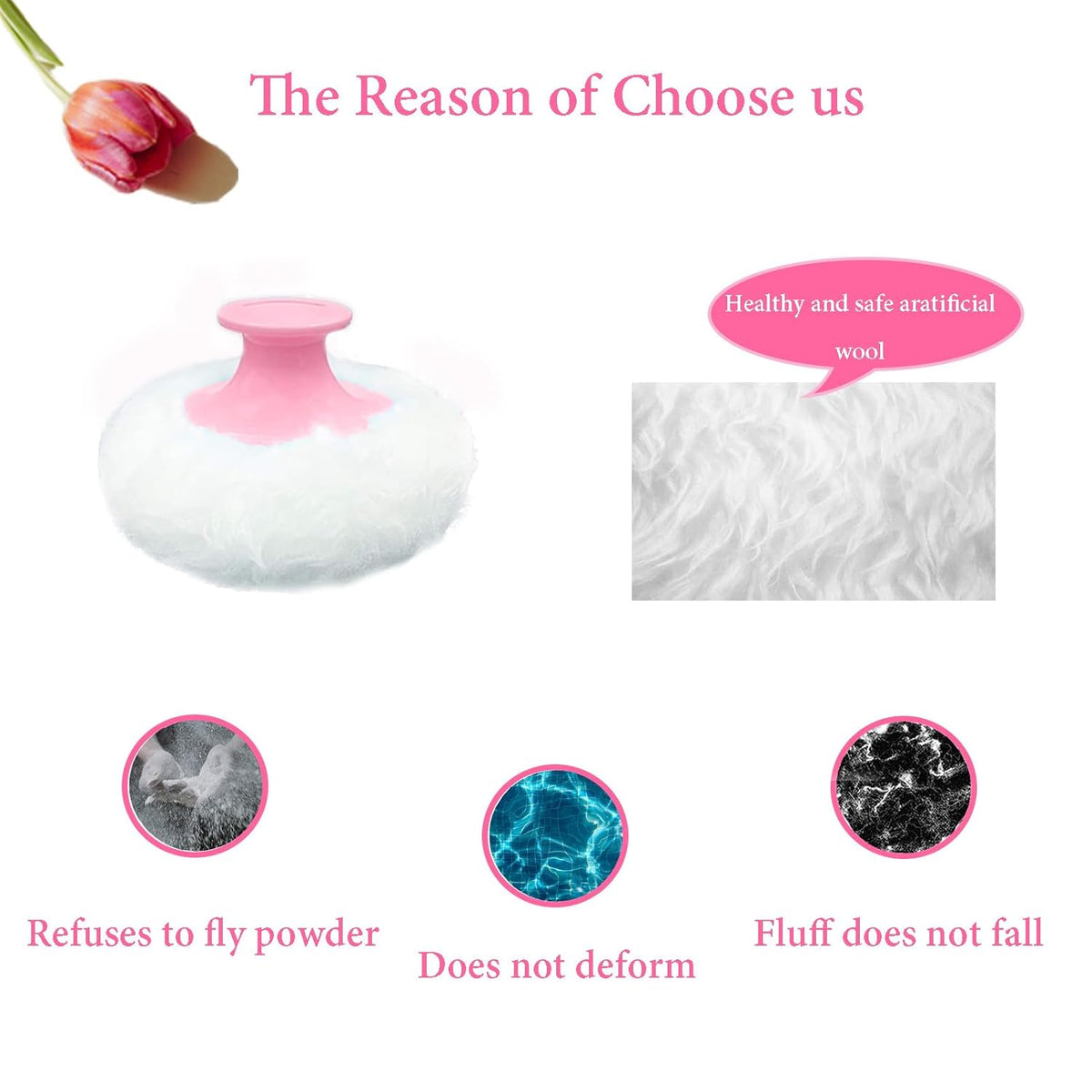 Body Powder Puff and Container for Dusting Powder, Women Powder Puff and Powder Case for Bath and Travel (Romantic Flowers)