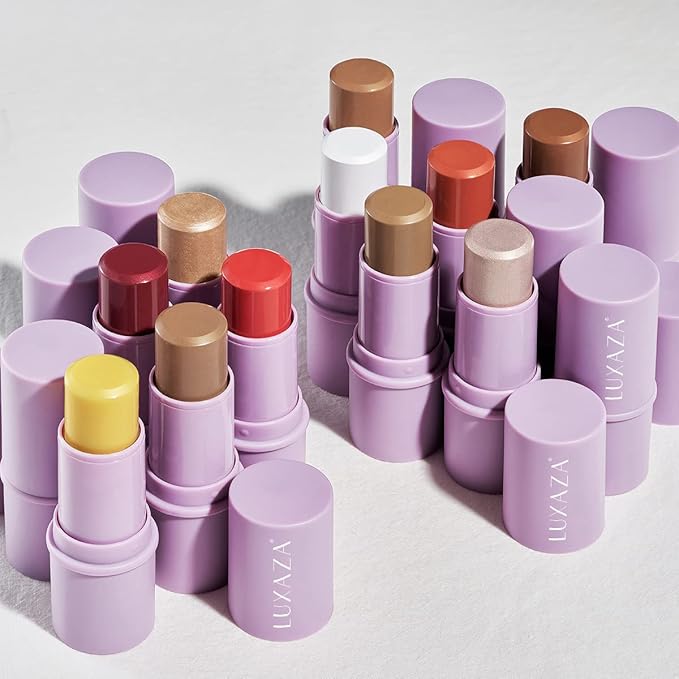 2Pcs Cream Blush Highlighter Makeup Stick Makeup Set for Girls and Women #T Cherry Blush