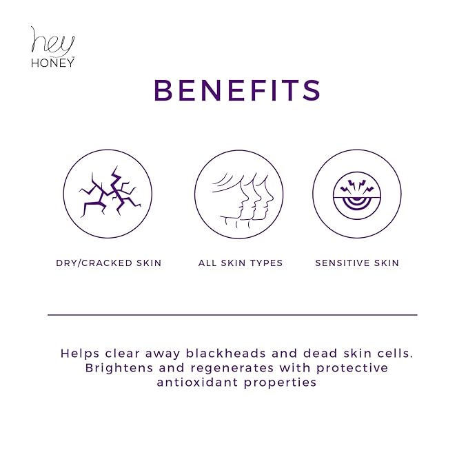 Hey Honey, Come Clean Propolis & Mineral Facial Scrub. Rich, Exfoliating, Dead Sea Salt Scrub designed to be gentle enough for even the most sensitive skin. 110ml