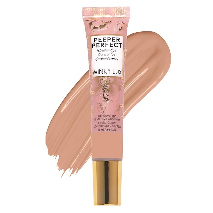 Winky Lux Peeper Perfect Under Eye Concealer, Makeup & Eye Brightener, Full Coverage Concealer for Dark Circles, Color Corrector & Eye Primer, With Collagen, Hyaluronic Acid & Vitamin E (Medium)