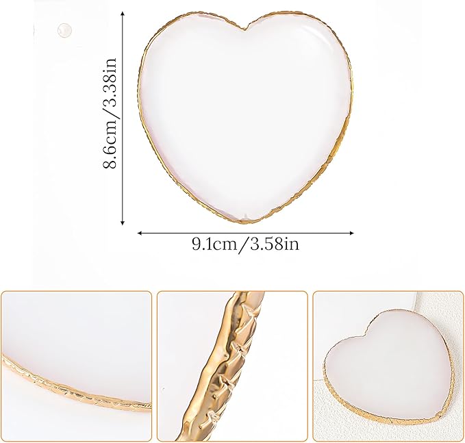 Resin Nail Art Palette, Makeup Palettes Nail Mixing Palette Polish Color Mixing Plate Golden Edge Heart Shaped Nail Art Display Holder Display Board Heart Shape Cosmetic Mixing Tools