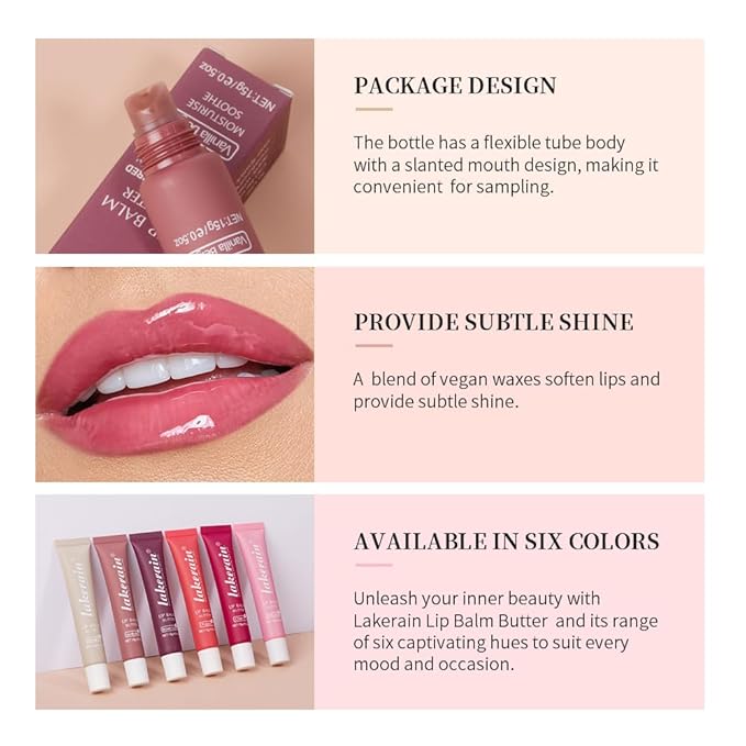 Lip Butter Balm for Dry Cracked Lips,Moisturizing and Hydrating Lip Butter Balm Set,Day and Night Hydrating Lip Mask,Nourishing Lip Care 100% Vegan… (135# Vanilla+Brown Sugar+Cherry)