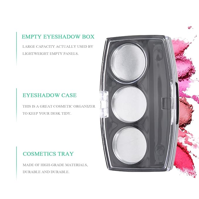 10Pcs Empty Magnetic Eyeshadow Palette Empty Eyeshadow Pans Containers Eyeshadow Palettes 3 Grids Makeup Pans Cosmetic Pans Eyeshadow Makeup Containers for Women Girls