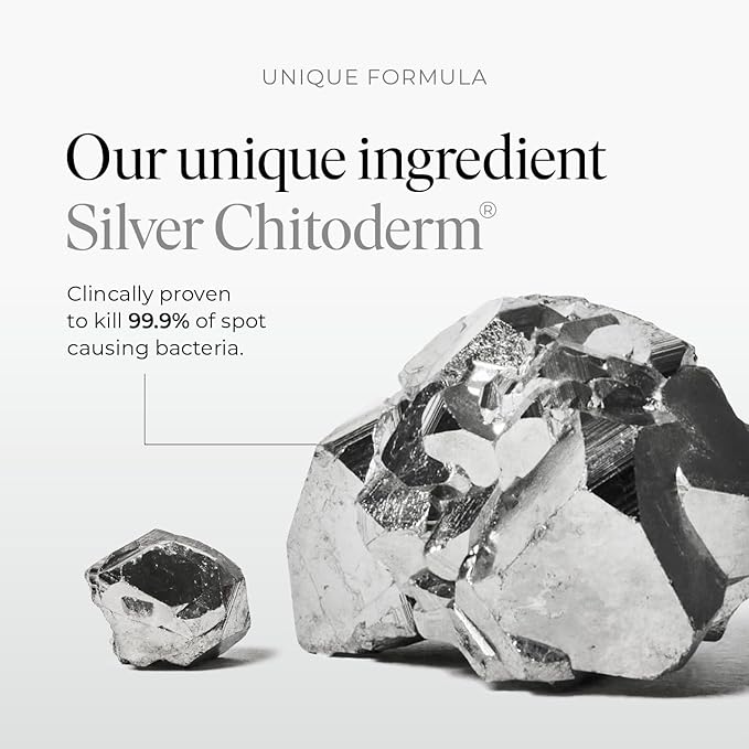 | Hydrating Face Serum with Silver Chitoderm for ALL Skin Types | Clears Acne, Prevents & Heals Breakouts & Blemishes, Repairs Scars | Moisturises and Nourishes For Smooth Skin | 30ml