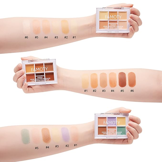 6 Colors Correcting Concealer Palette, with 11 Pcs Complete Function Makeup Brush Set, Contouring Foundation/Concealer Palette for Conceals Dark Circles, Redness, Acne, Blemish