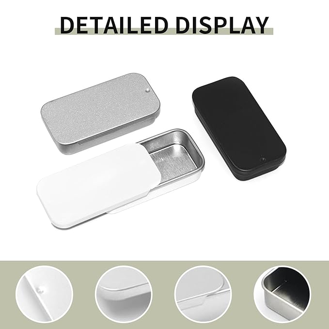 Lip Balm Tins Slide Top Tin Containers for Lip Balm Crafts Storage Kit - 0.25oz 3 Pack (BLACK)