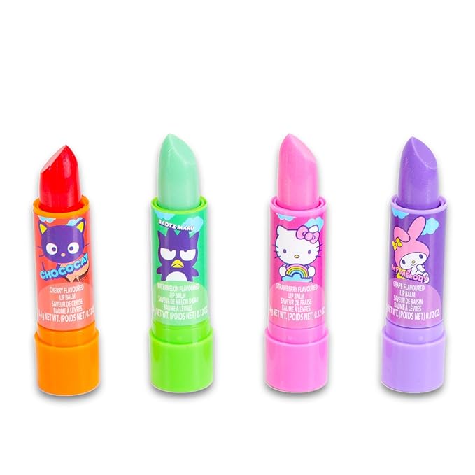 Hello Kitty Lip Balm Set - Bundle with Hello Kitty 4 Pack Lip Balm Plus Hello Kitty Light Up Mirror, Stickers, More | Hello Kitty Lip Balm for Girls