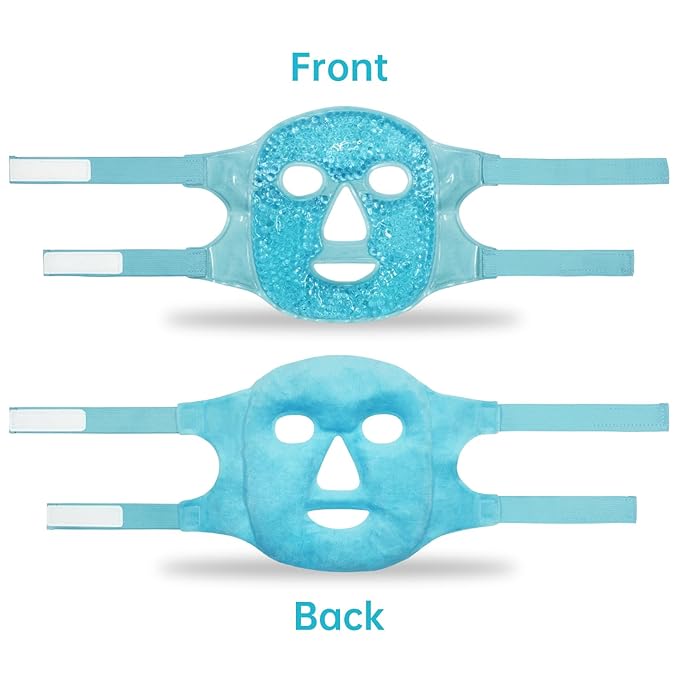 Ice Pack Face Eye Mask for Dark Circles and Puffiness,Gel Cold Cooling Face Mask for Migraines, Headache, Stress and Relaxation (Blue)