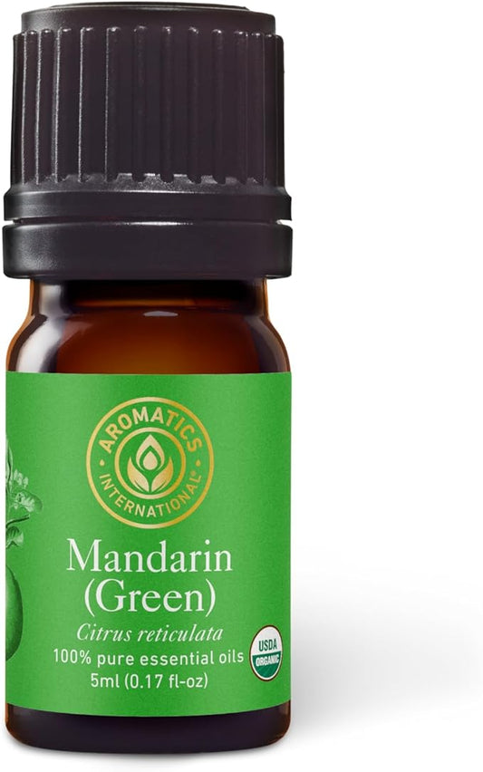 Aromatics International Premium Organic Mandarin Geen Essential Oil 5ml | 100% Pure Essential Oil for Diffusion, Aromatherapy & Wellness Use