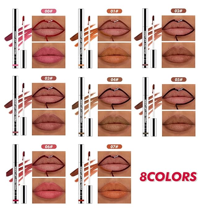 2 Pcs Matte Liquid Lip Stain Peel Off Lip Liner, Long Lasting Lip Tattoo, Waterproof & Transfer-Proof Lip Liner Peel Off Lip Gloss for All Skin Types.#00+#02