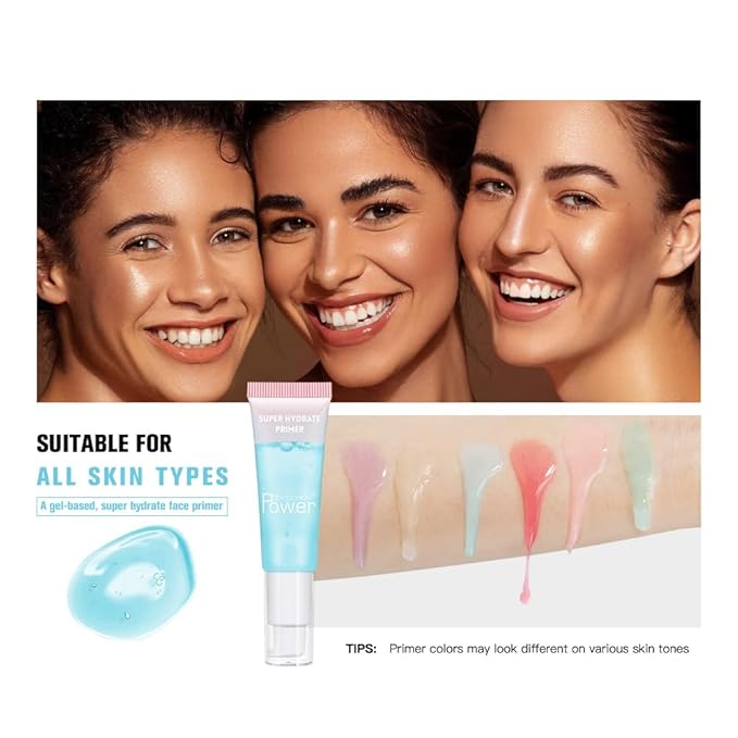 Super Hydrate Primer - Translucent Gel Formula for Long-lasting Makeup | Works on All Skin Types and Tones, Perfect Pre-makeup Primer (04 grape)