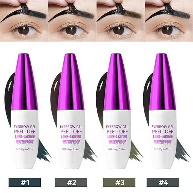 2Pcs Peel Off Eyebrow Tint Gel - Waterproof & Sweatproof All-Day Wear, Transfer-Resistant Tattoo Effect, All Skin Types + Mother’s Day Gift Set, 03#Light Brown