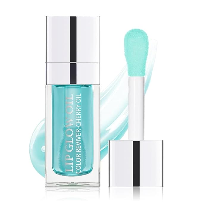 Hydrating Lip Glow Oil, Lip Oil Gloss Transparent Toot Tinted Nourishing Long Lasting Repairing Lightening Lip Lines (ALOE) 0.2 OZ
