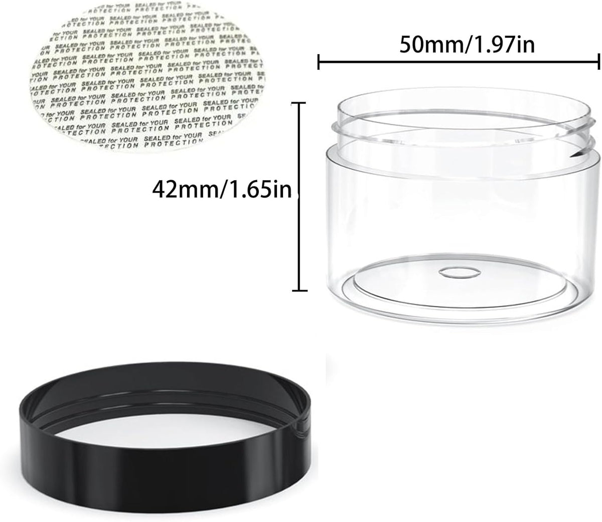 50 Pieces 2oz Plastic Jars with Lids Clear Round Cosmetic Container Empty Storage Jars for Makeup,Jewelry,Samples,Travel Storage
