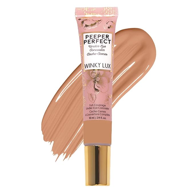 Winky Lux Peeper Perfect Under Eye Concealer, Makeup & Eye Brightener, Full Coverage Concealer for Dark Circles, Color Corrector & Eye Primer, With Collagen, Hyaluronic Acid & Vitamin E (Medium Deep)