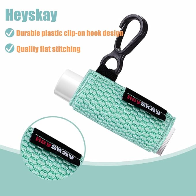 5PCS Lip Balm Holder Keychain Lipstick Sleeves Keychain Lip Gloss Holder Chapstick Elastic Sleeves(Yellow/Purple/Pink/Aqua/Black)