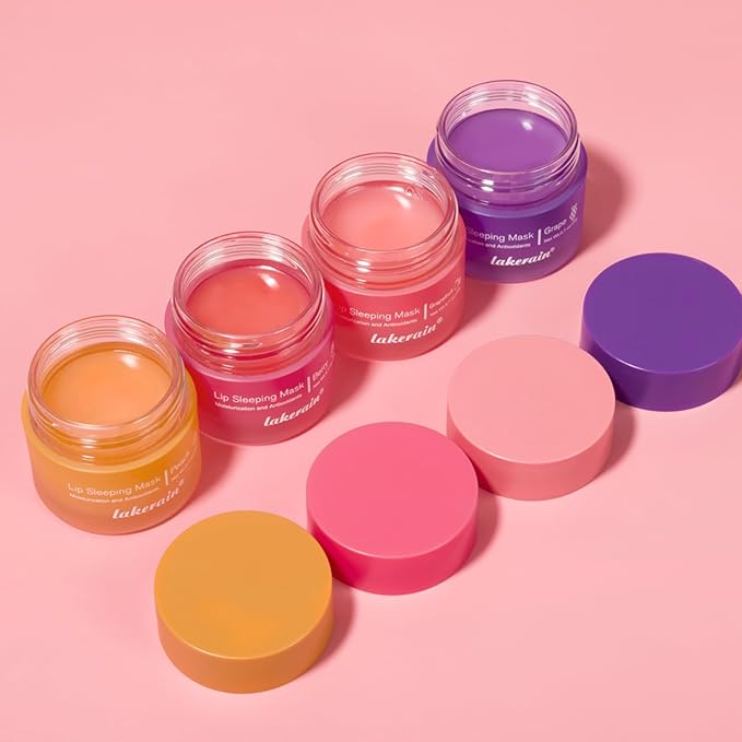2Pcs Lip Glowy Balm and Lip Sleeping Mask Set, with 4 Flavor Options - Reduce Lip Lines, Enhance Lip Color, Hydrate & Plump Dry Chapped Lips Care (Grapefruit)