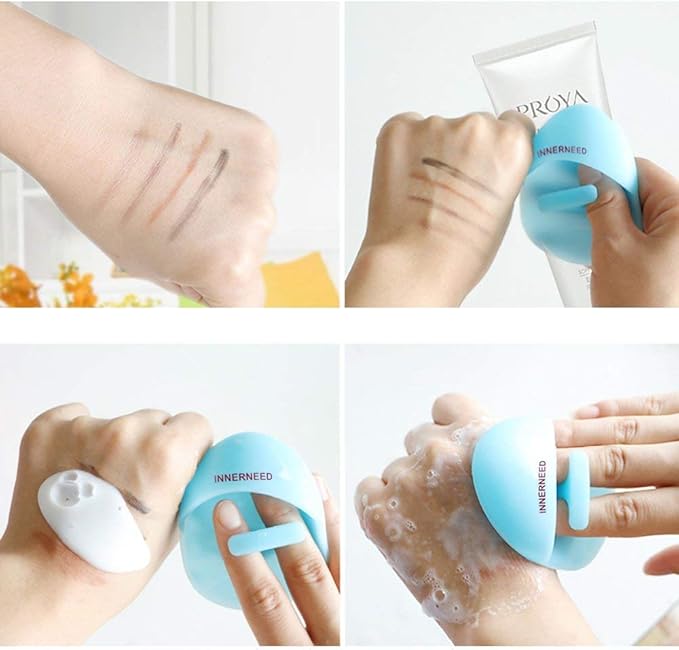 INNERNEED Super Soft Silicone Face Cleanser and Massager Brush Manual Facial Cleansing Scrubber Handheld Wash Pad for Sensitive, Delicate, Dry Skin (Pack of 4)