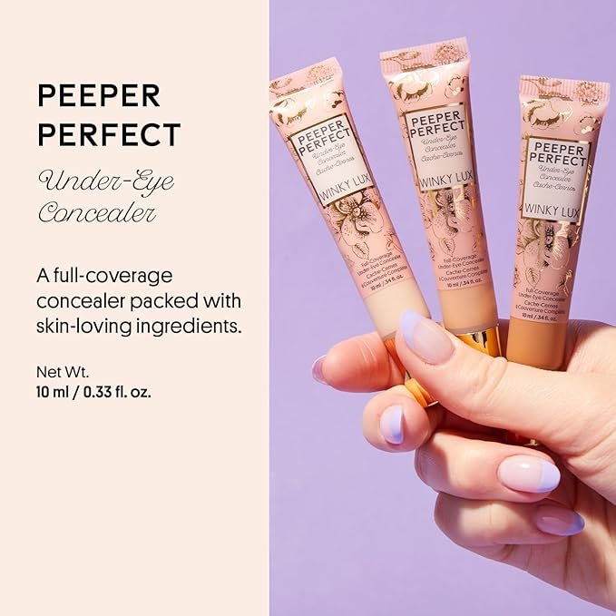 Winky Lux Peeper Perfect Under Eye Concealer, Makeup & Eye Brightener, Full Coverage Concealer for Dark Circles, Color Corrector & Eye Primer, With Collagen, Hyaluronic Acid & Vitamin E (Very Fair)
