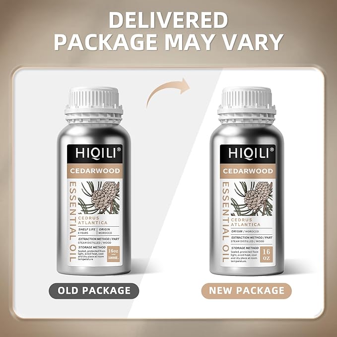 HIQILI 16 Fl Oz Cedarwood Essential Oil, Pure Natural Cedarwood Oil for Hair, Diffuser, Aromatherapy - 500ML