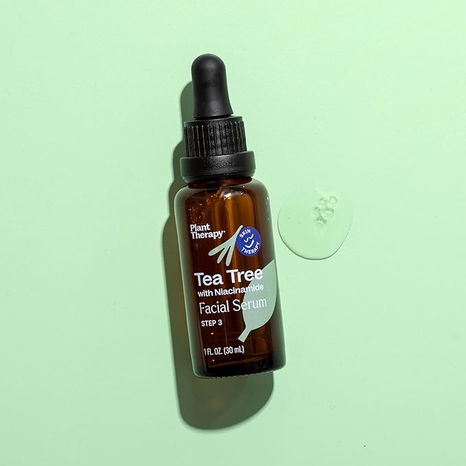 Plant Therapy Tea Tree with Niacinamide Facial Serum 1 oz with Tea Tree Essential Oil, Witch Hazel, and Willow Bark, Excellent for Problem Skin While Creating Healthy, Clear Skin