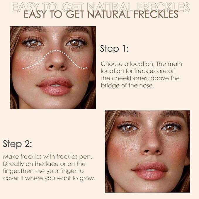 2 Pack Freckle Pen,Liquid Face Fake Freckles Makeup Pen to Create Natural Freckle Makeup and Freck beauty,Fake Freckles Waterproof for Lifelike Sunkissed Makeup,Mole Pen (01Light+02Medium)