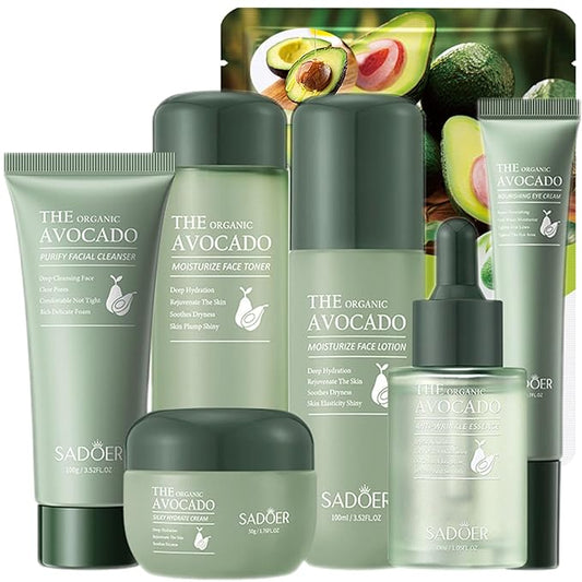 Avocado Skincare Set, 11-In-1 Skincare Gift Set With Facial Cleanser, Face Serum, Face Cream, Eye Cream, Toner, moisturizing lotion& Facial mask. Anti-Aging Skin Care Kit For Women Men