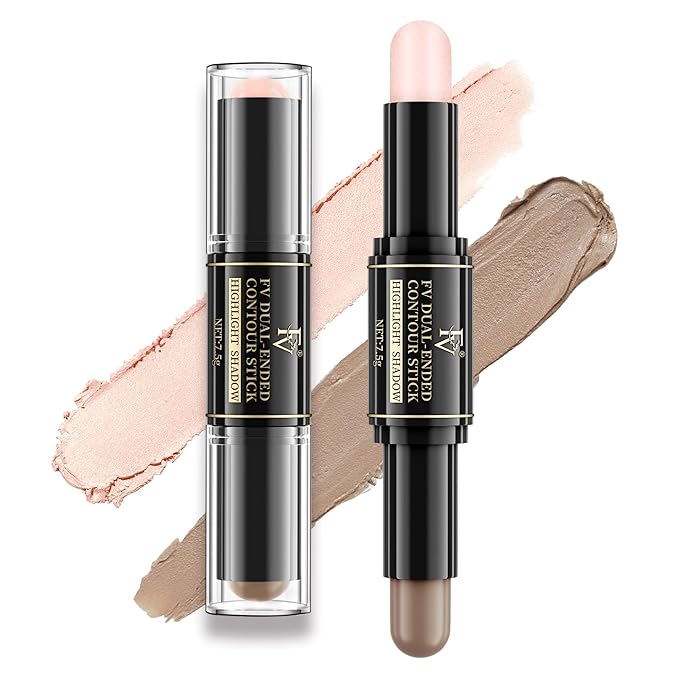 FV Cool Toned Contour Stick, Double-ended Contour and Highlighter Stick, Long Lasting & Lightweight Contour Stick Makeup with Natural Finish, Waterproof and Creamy Texture for Face Shaping, 01