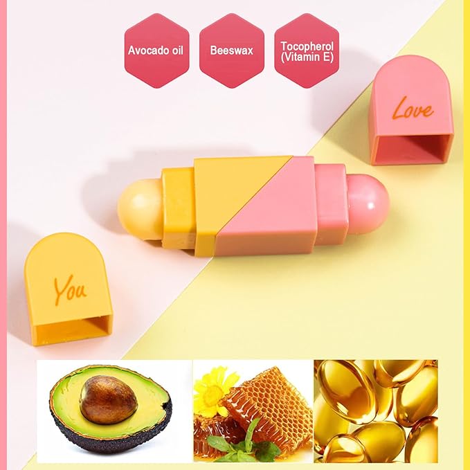 Heart Shaped Dual-use Deformable Lip Balm Stick - Honey, Peach. Repair, Keep Lips Moisturized,red gift box，Gifts