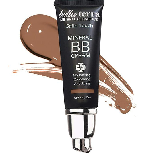 Bellaterra Cosmetics BB Cream - Tinted Moisturizer, Mineral Foundation Makeup, Dark 107 | Skin Perfector, 1.69 oz