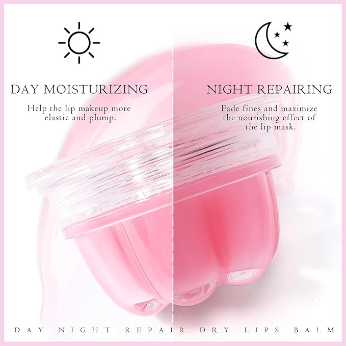 2Pc Jelly Lip Mask Overnight,Fruity Peach Lip Sleeping Mask Day Night Repair Kawaii Lip Balm Hydrate Plump Dry Lip Scrubs Exfoliator,Lip Care Lip Moisturizer with Collagen-Peach