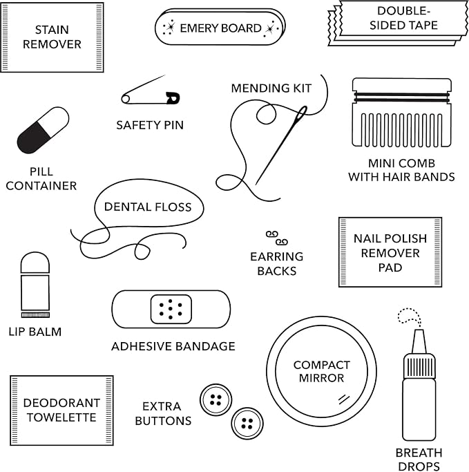 Pinch Provisions Velvet Minimergency Kit, for Her, Includes 17 Must-Have Emergency Essential Items, Compact, Multi-Functional Pouch, Gift for Parties and Birthdays